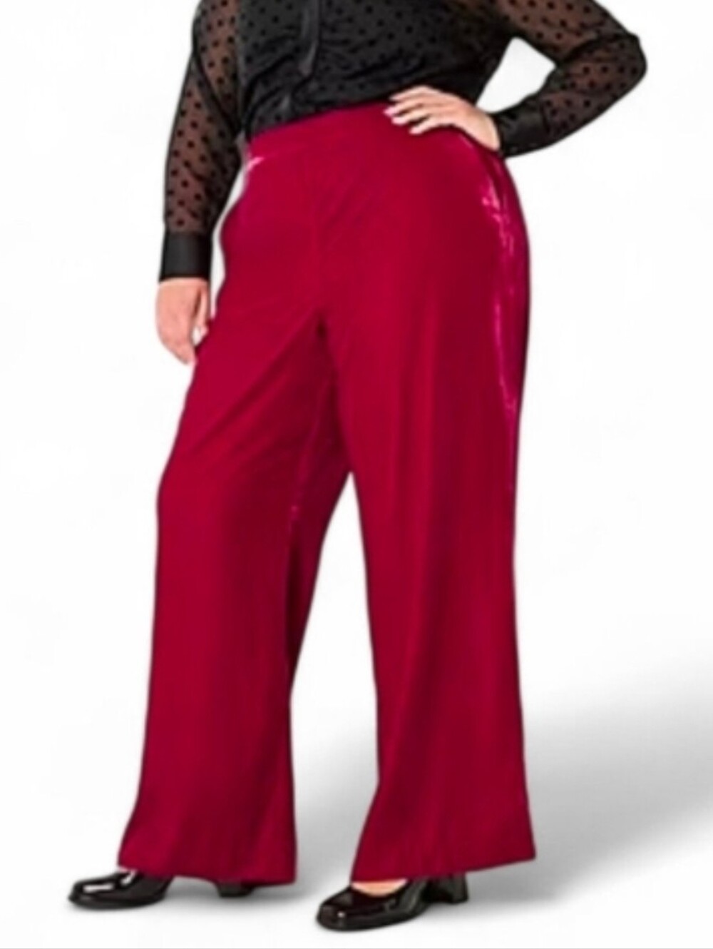 Wide Leg Mid Rise Velvet Pants